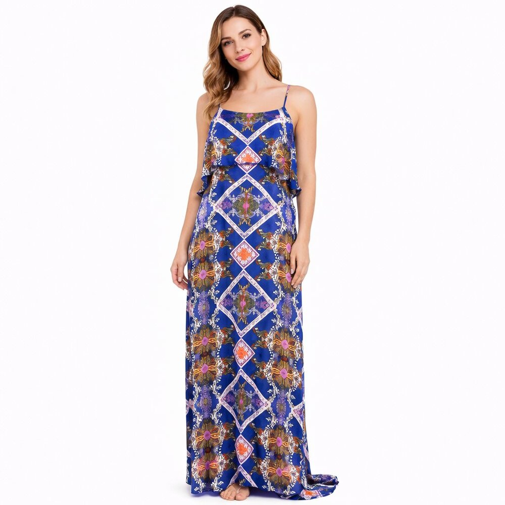 Exhilaration summer straps floral maxi dress Size: M/M